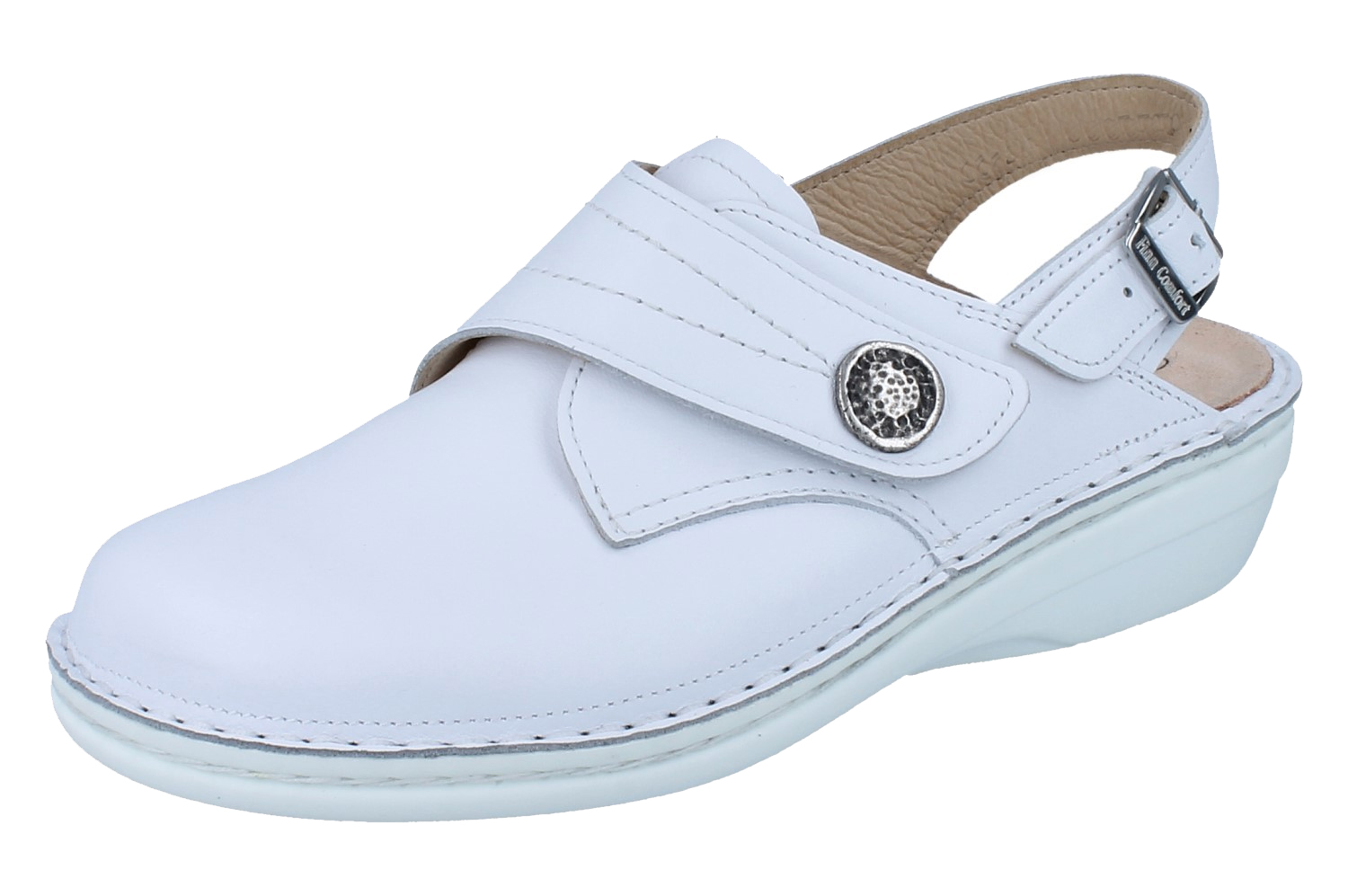 Schuhbeutel incl Finn Comfort Veracruz S in weiß mit Riemen Softfußbett 